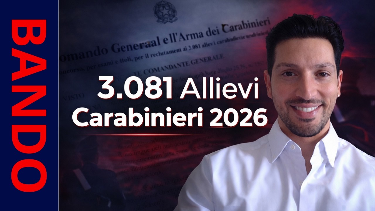 CONCORSO ALLIEVI CARABINIERI 2026: BANDO UFFICIALE 3.081 POSTI – REQUISITI, PROVE E SCADENZA