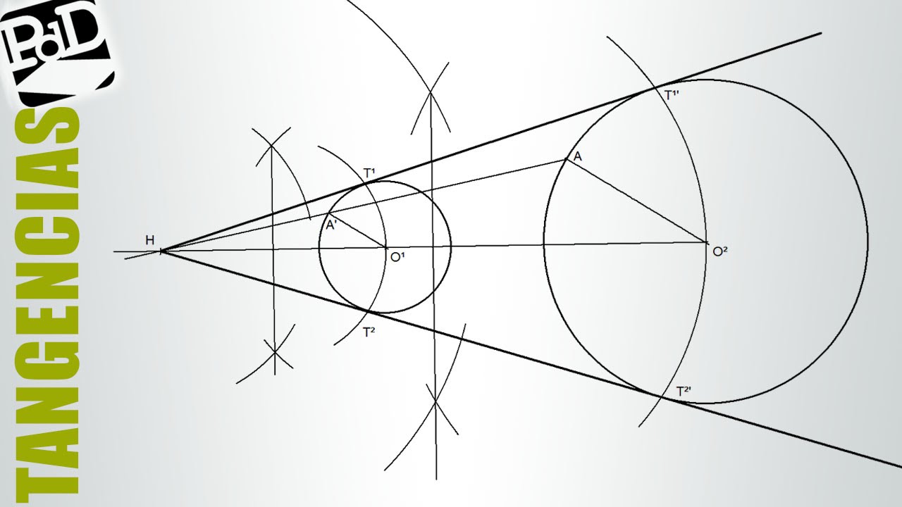 Rectas tangentes exteriores a dos circunferencias mediante homotecia. (Tangencias)