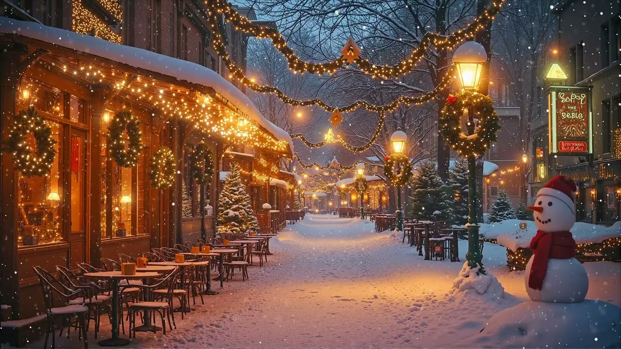 Midnight Winter Jazz 🎷 Smooth Street Music Under Snowy City Lights