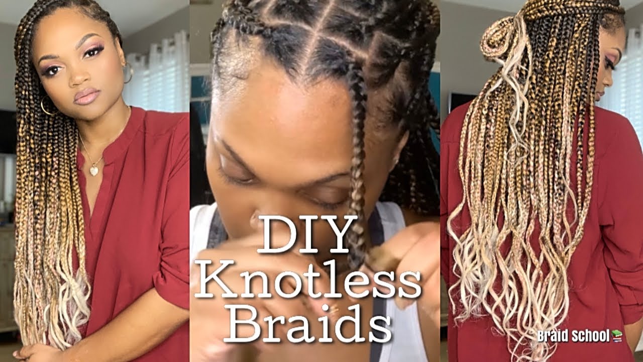 Braiding my Own Hair!| Blonde Ombre' Knotless Braids | Braid School Ep. 23