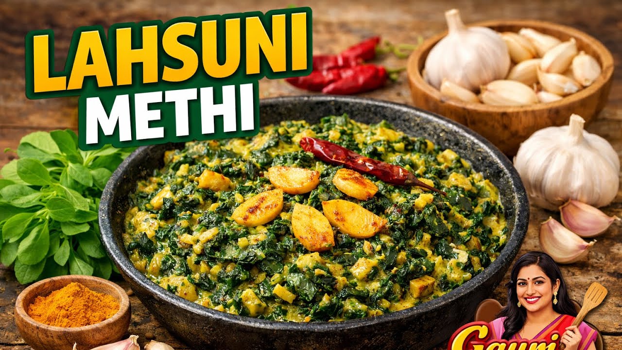 Lahsuni Methi Banane ka Aasan Tarika | Garlic Methi Sabzi | Gauri’s Happy Kitchen”LahsuniMethi#viral