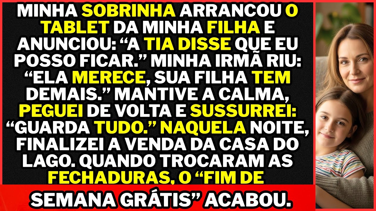Minha sobrinha tomou o tablet novo da minha filha e disse: 'A tia falou que é meu agora.'!!!