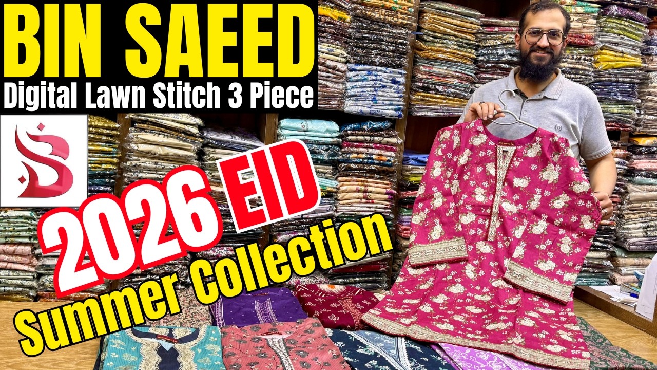 Bin Saeed Digital Lawn Stitch 3Piece | 2026 Eid Summer Collection |Beautiful Designs|Premium Quality