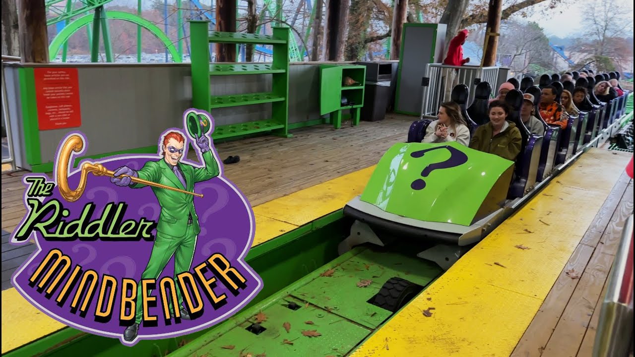 The Riddler Mindbender (4K OFF Ride POV)- Six Flags Over Georgia, Austell, GA