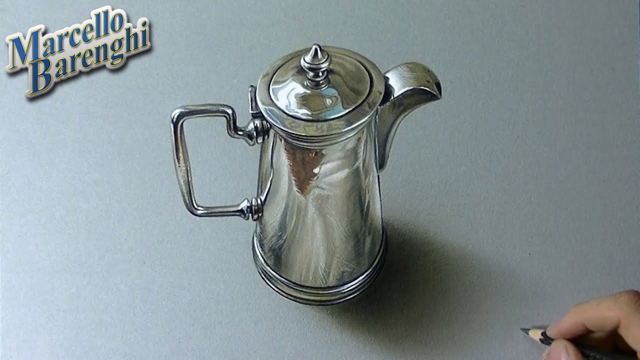 Drawing Time Lapse: silver pitcher - hyperrealistic art