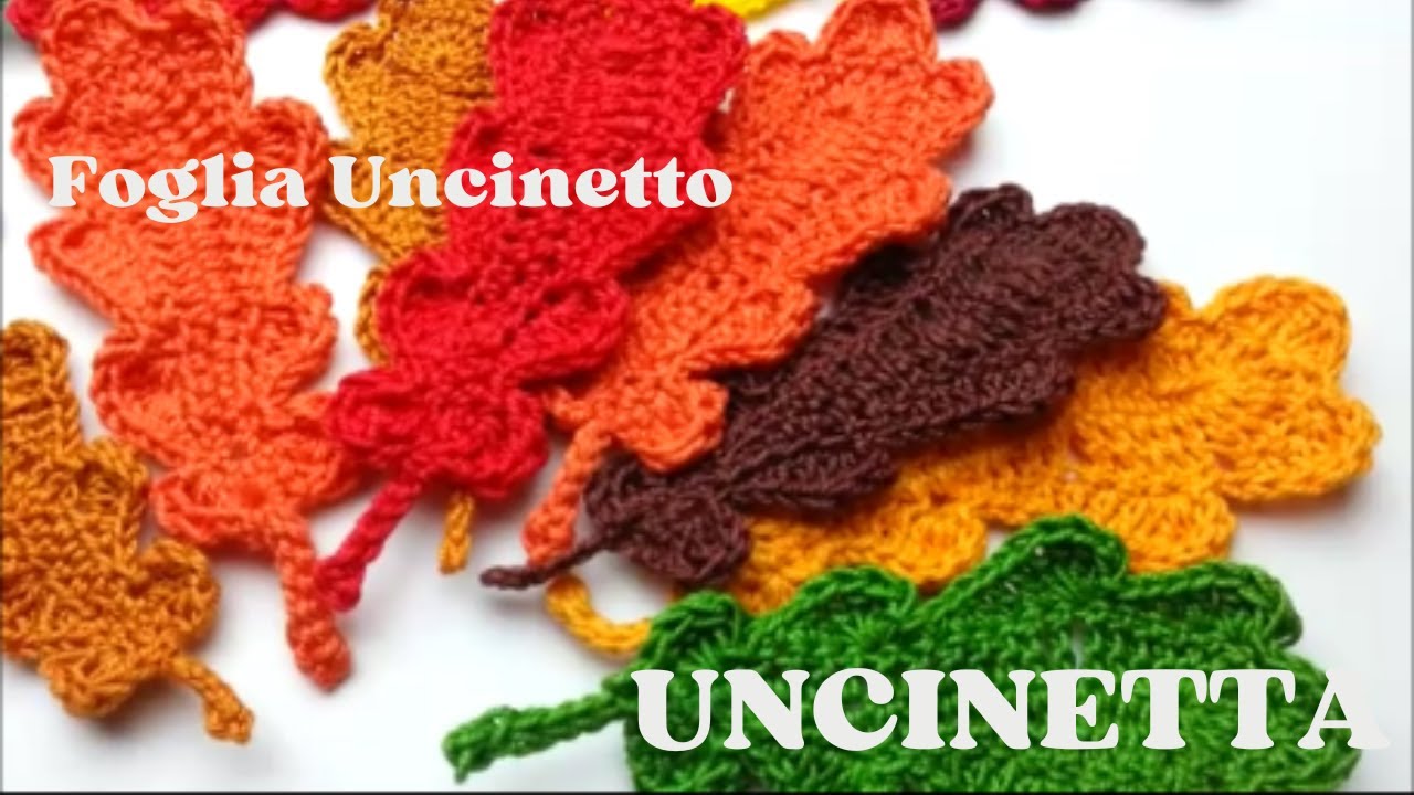 Foglia autunno uncinetto -  Crochet Simple Leaf Tutorial - Autumn hoja de crochet de otoño