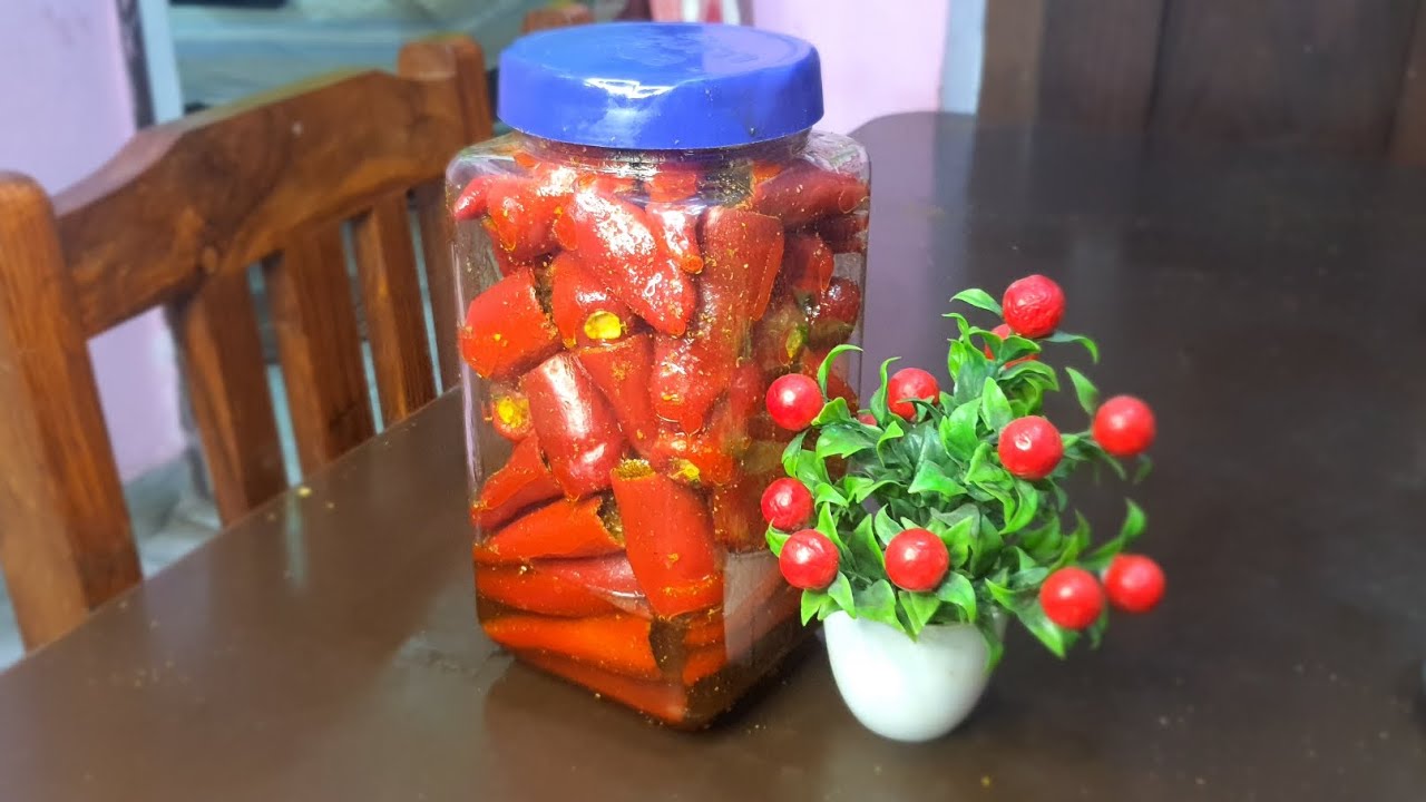 Stuffed red chilli pickle - @TastyFoodRecipes24