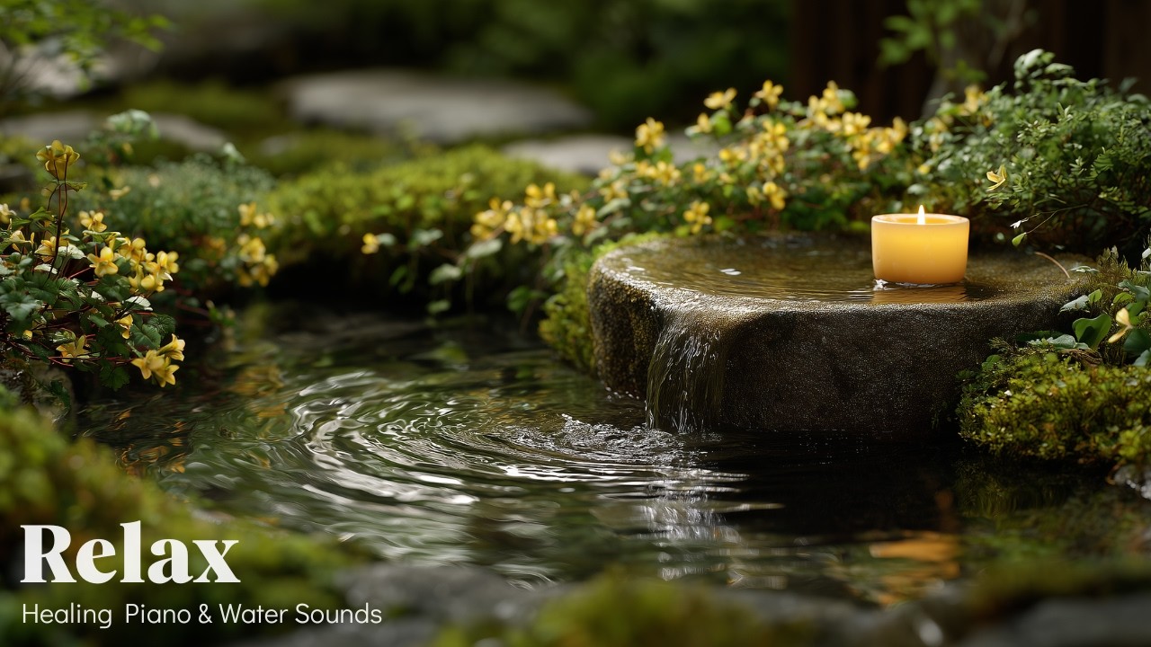 Relaxing Piano & Tranquil Water in Japanese Garden 🌿 Emotional Balance, Inner Calm & Anxiety Relief