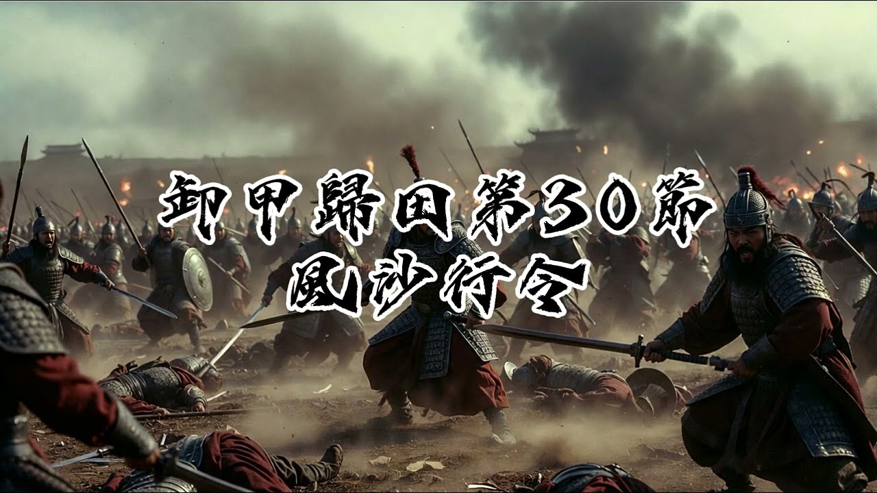 30卸甲歸田系列，多為史詩曲風，以戰爭為題材，目的是讓人深省戰爭，並願天下永無戰事。此曲風沙行令，希望各位能喜歡。Excelente música con IA、Epic genre、AI音樂。