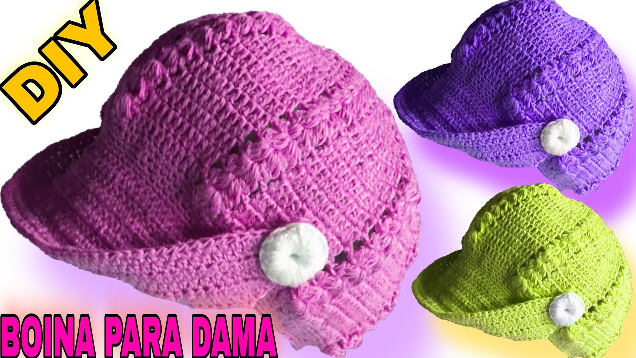 Boina para DAMA tejida a crochet fácil y rápido con VISERA