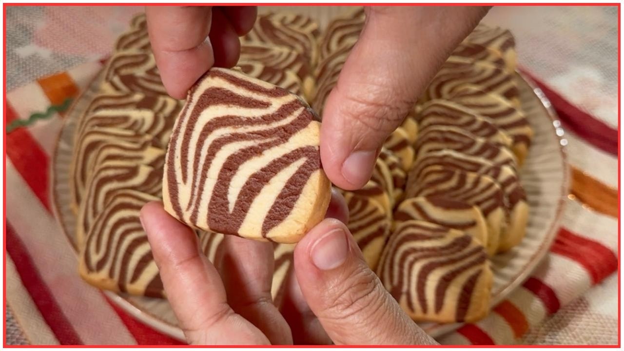كوكيز الزبدة منقوش زيبرا وصفة بسكوت سهلة ستحضرها يوميا في أقل من ١٠ دقائق🍪 زيبرا كوكيز