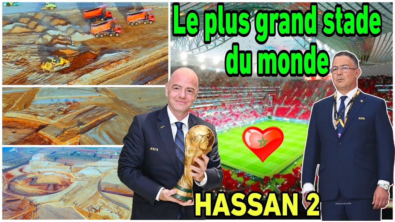 حصريا مشاهد بانورامية جديدة لاشغال تشييد اكبر ملعب في العالم ملعب الحسن الثاني ببنسليمان المغرب