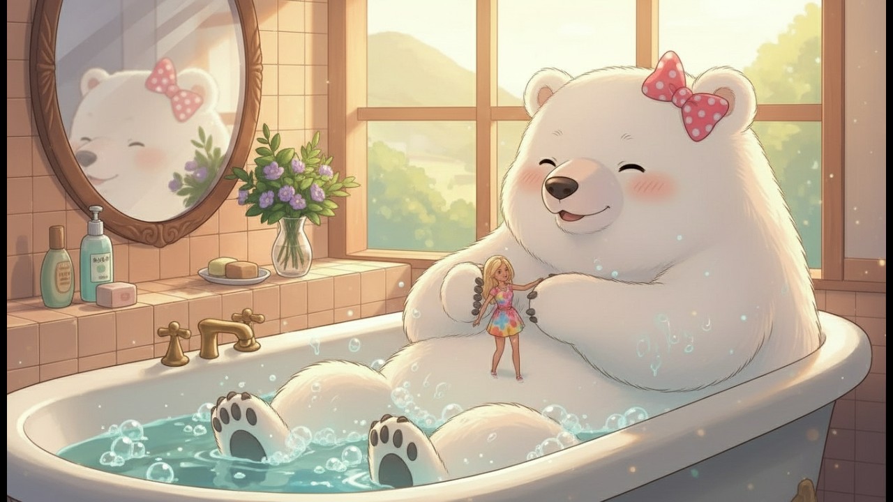 Polar bears and soap bubbles I Polar Bear with pink bow 🎀❤️