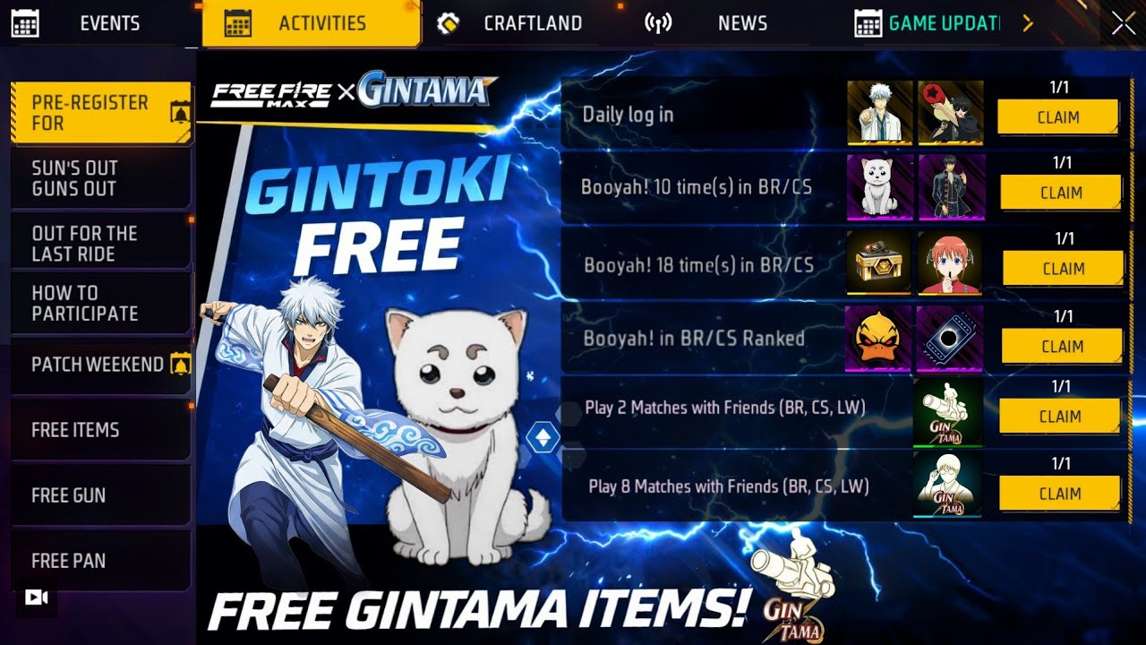 FREE FIRE × GINTAMA ALL FREE REWARDS🔥 -para SAMSUNG,A3,A5,A6,A7,J2,J5,J7,S5,S6,S7,S9,A10,A20,A30,A50