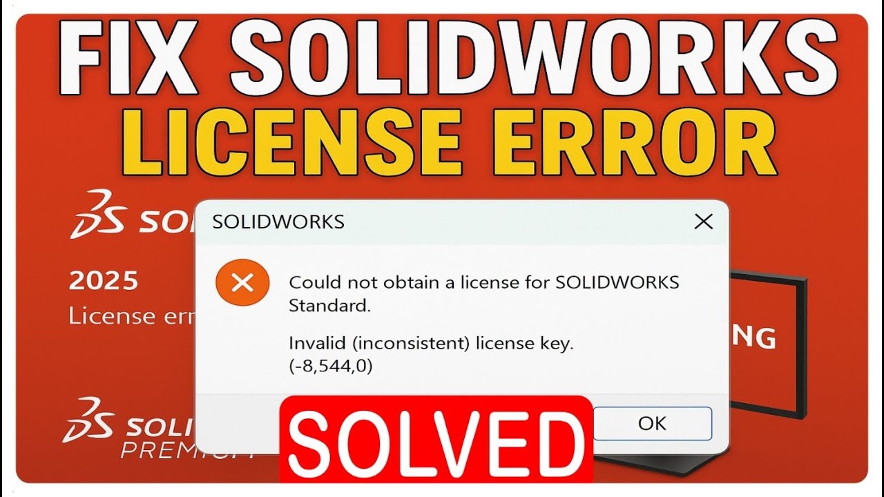 How to Fix SolidWorks Invalid License Key Error  8,544,0 | Works for 2021&ndash;2025 Versions!