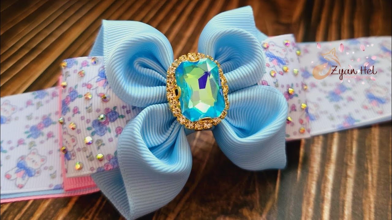 moño Ángel con colitas laterales con listón de 3.8cm/como hacer moños para niñas