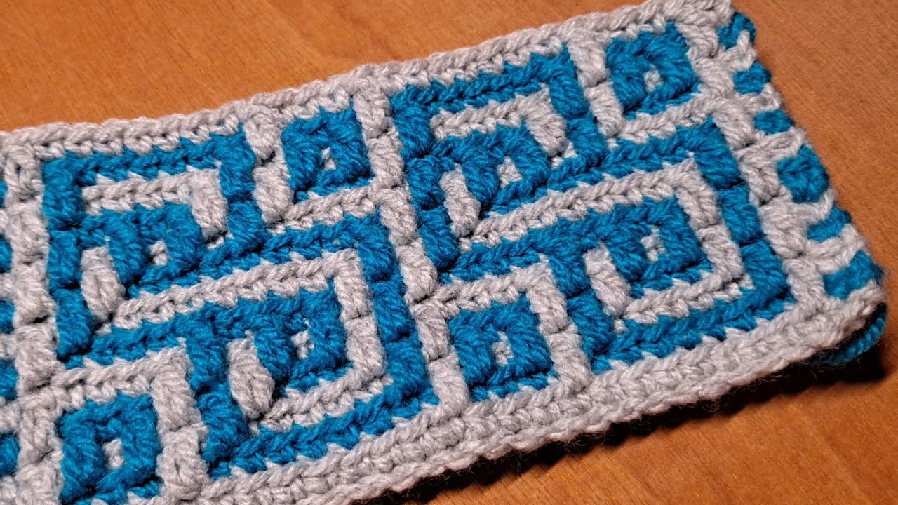 Мозаичный узор для вязания крючком № 26 — кратно 12 + 4 — вяжется крючком по кругу или по диагонали