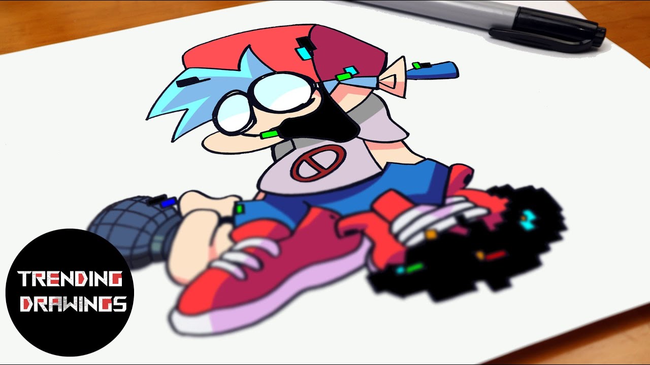 How To Draw FNF MOD Character - Corrupted Boyfriend Easy Step by Step