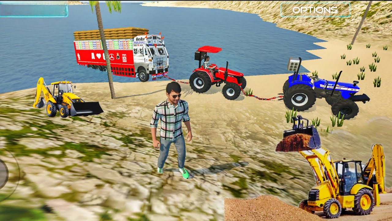 Indian truck stuck in sea and tractors rescue the truck from 🚛#tractorgame#gamingvideo MAJDUR GAMER🫣