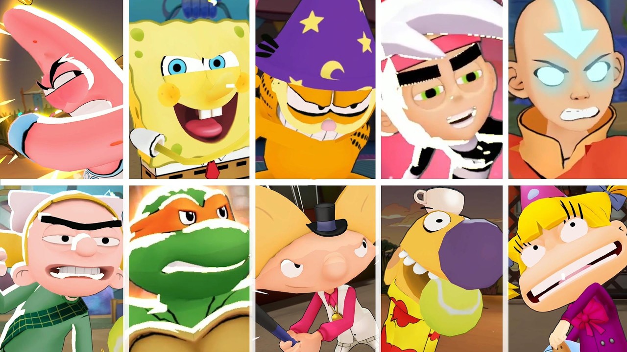 Nickelodeon Экстремальный теннис: Следующий! Все персонажи. Абсолютные сокрушительные удары.