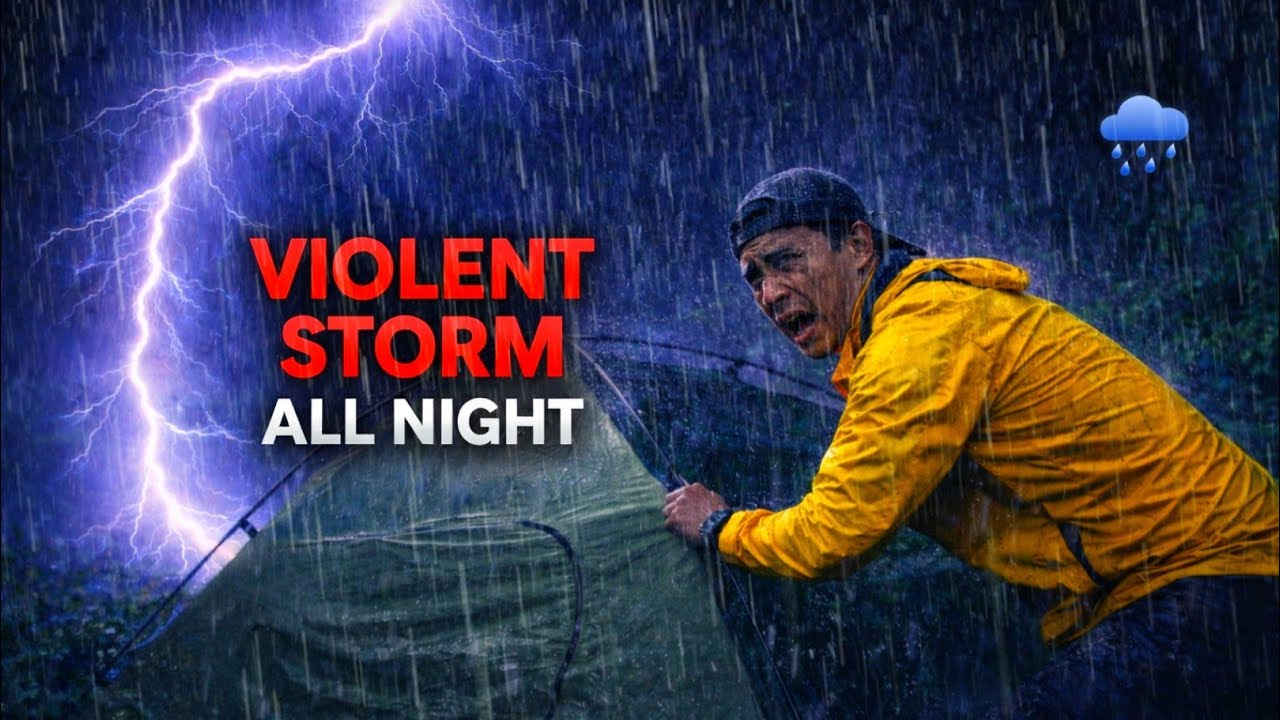 Alone in a Violent Storm 🌧️Heavy Rain & Thunder All Night