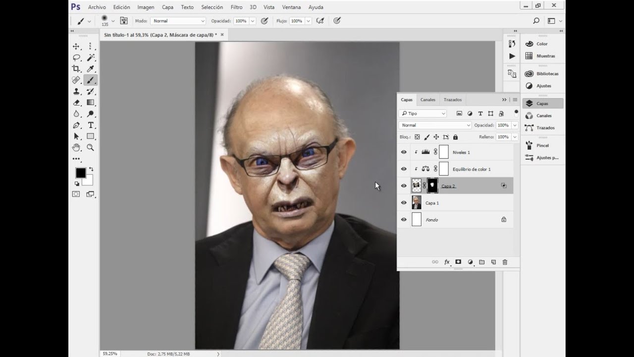 Photoshop - Máscara de capa, fusion de caras - Capas de ajuste