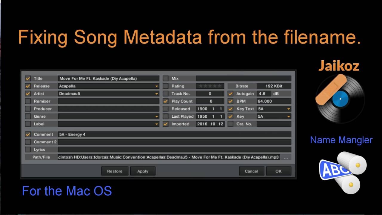 Fixing the Song/MP3 Metadata from the Filename