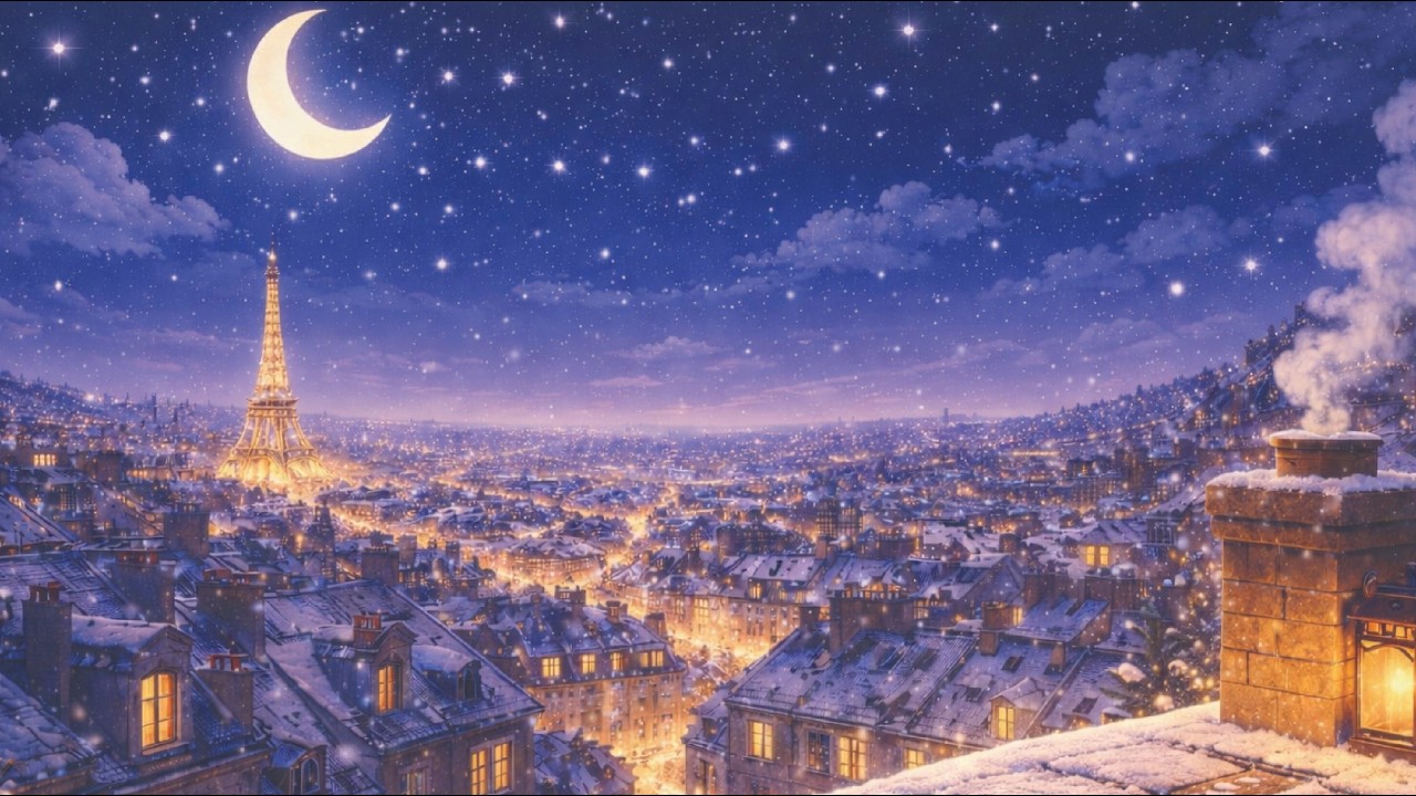 pov: you’re watching the snowfall over paris on a cozy winter night ❄️🥖