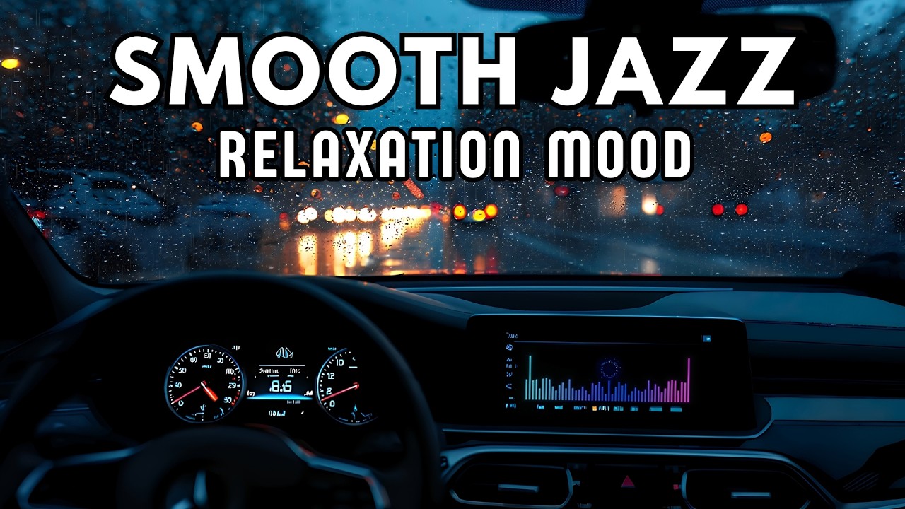 Late Night Smooth Jazz Drive 🚗 Rainy City Lights & Relaxing Piano Guitar Jazz for Study & Work