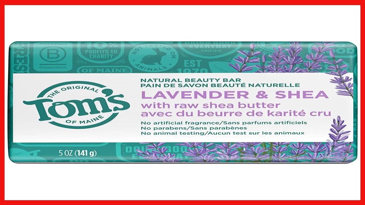 Tom's of Maine Natural Beauty Bar Soap, Lavender & Shea With Raw Shea Butter, 5 oz. 6-Pack