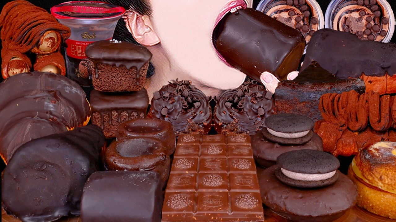 ASMR FERRERO ROCHER CHOCOLATE ICE CREAM CAKE NUTELLA DESSERT MUKBANG 초콜릿 먹방 チョコレート 咀嚼音 EATING SOUNDS