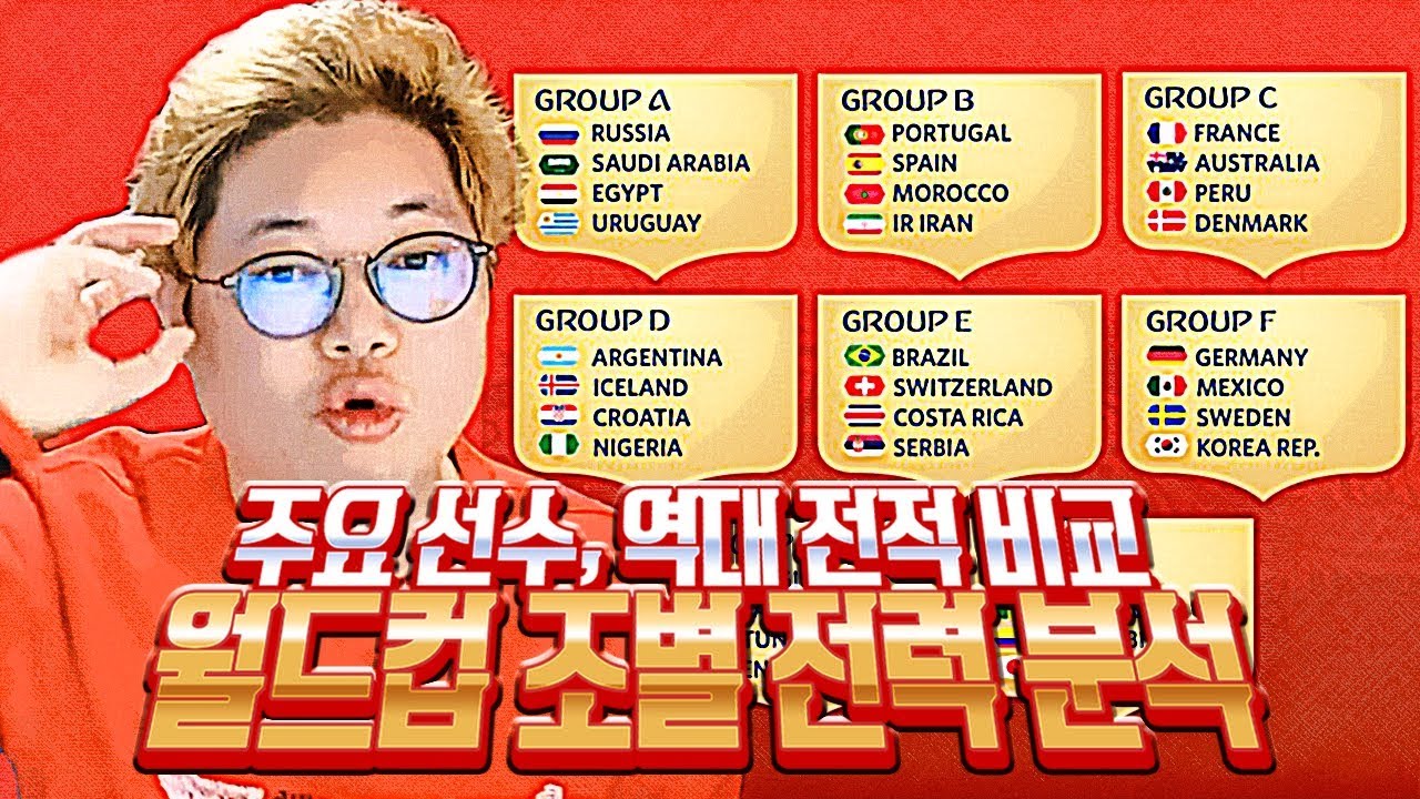 감스트 : 러시아 월드컵 조별 전력 분석! 주요 선수, 역대 월드컵 전적 비교! 대한민국의 운명은?