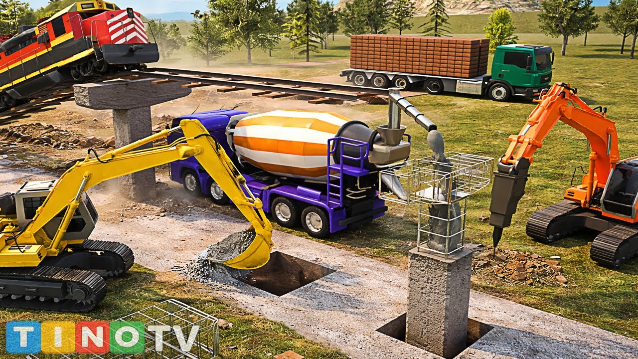 Train Crash Triggers Railway Overpass Construction 🚧 Epic Construction Trucks Simulation