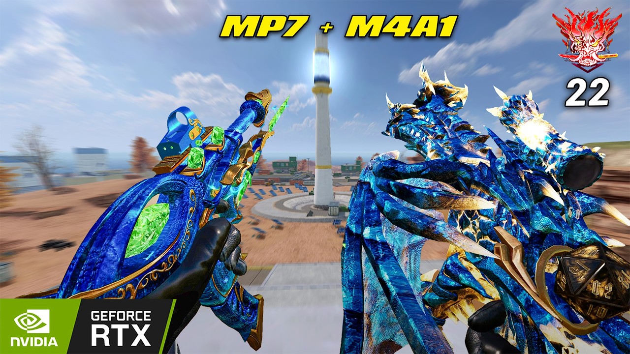 MP7 VERDANT GLEAM + M4A1 TIADRACO 22 KILL BLOOD STRIKE RANDOM SQUAD MAX GRAPHIC DESERTED VALLEY