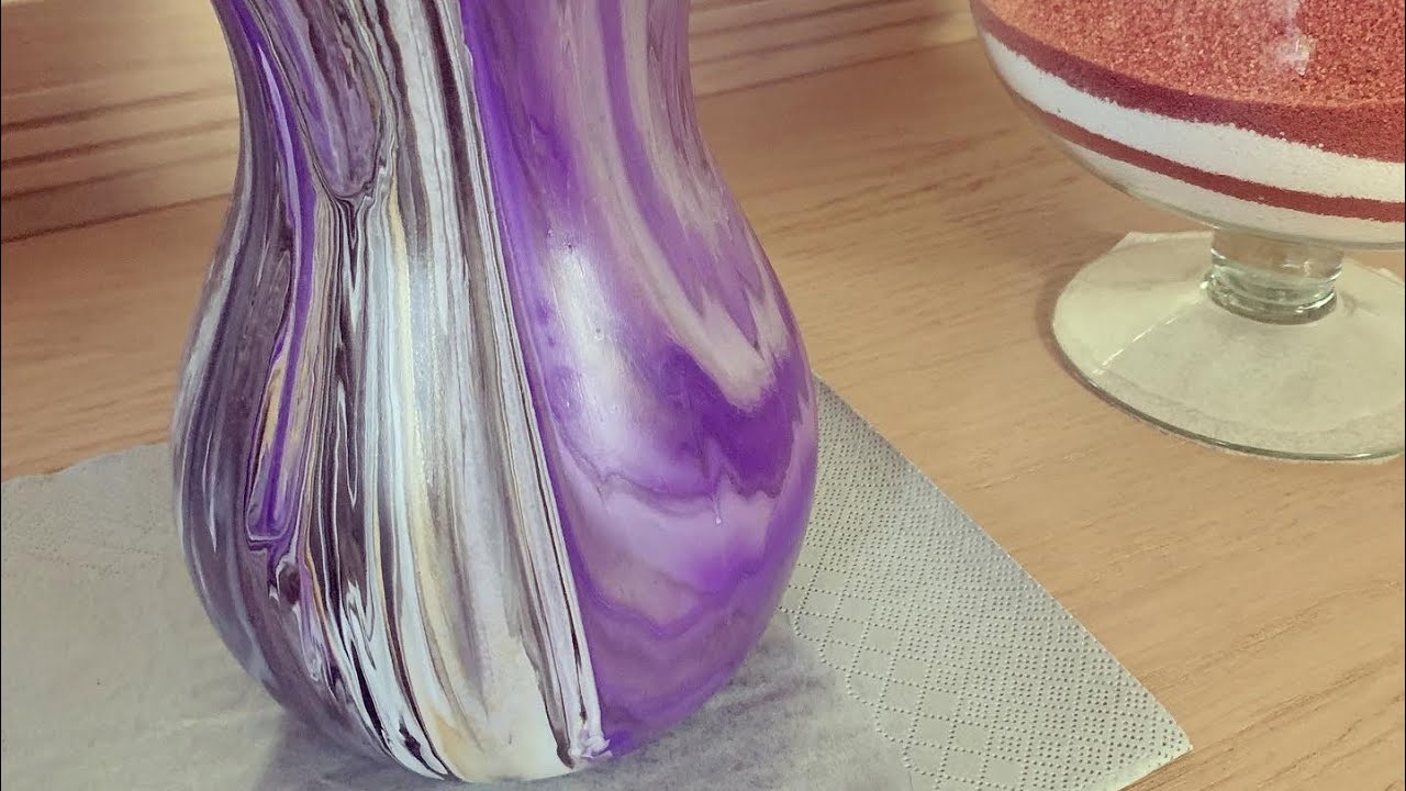 Acrylic pouring 36 - Vase  aux tons mauves