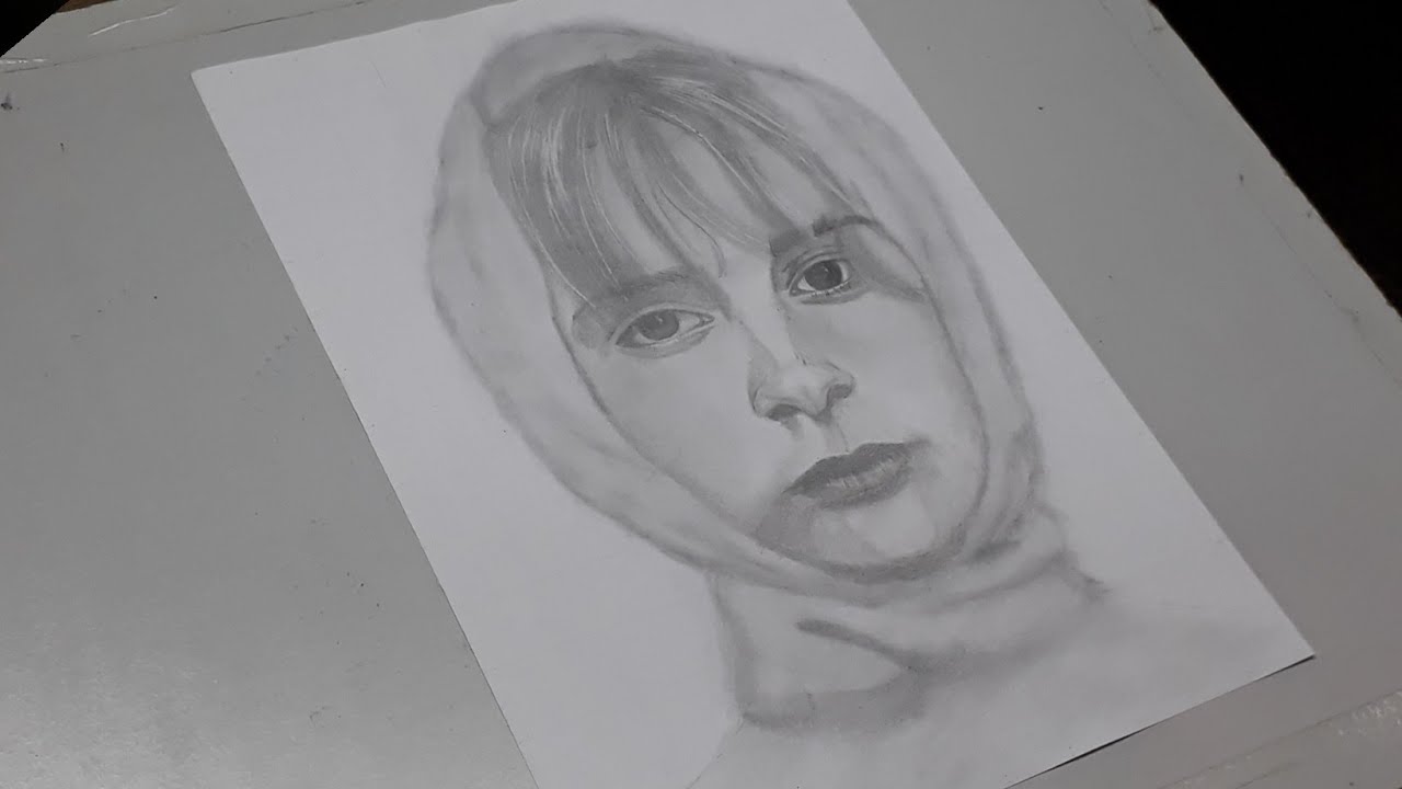 Drawing a cute girl with scarf portrait |timelapse | world premier arts