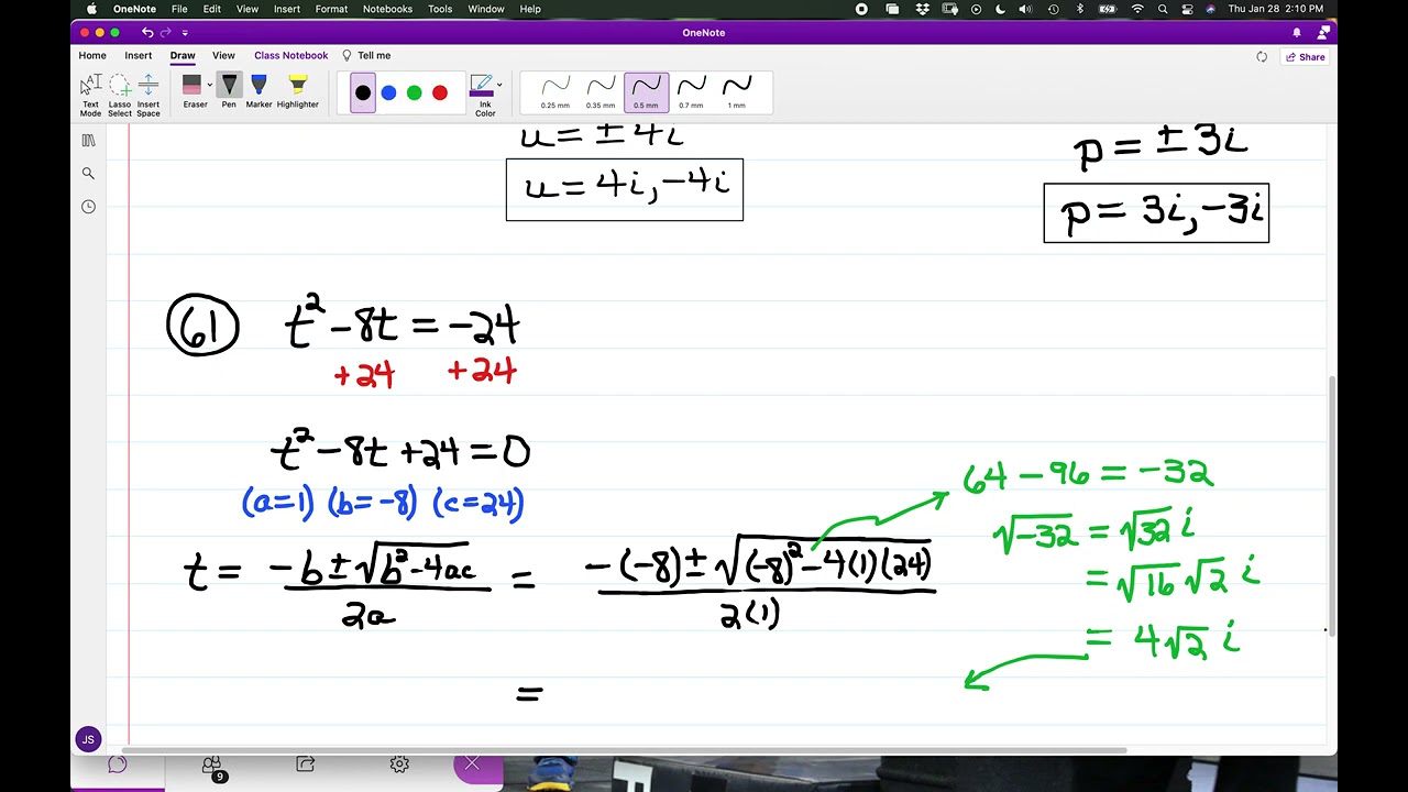 COMPLEX ROOTS, EQUATIONS QUADRATIC IN FORM, ABSOLUTE VALUE INEQUALITIES