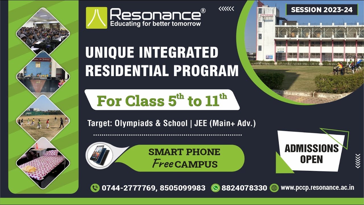 Resonance Announces Integrated Residential cum Classroom Coaching Programs for Classes 5th to 12th.