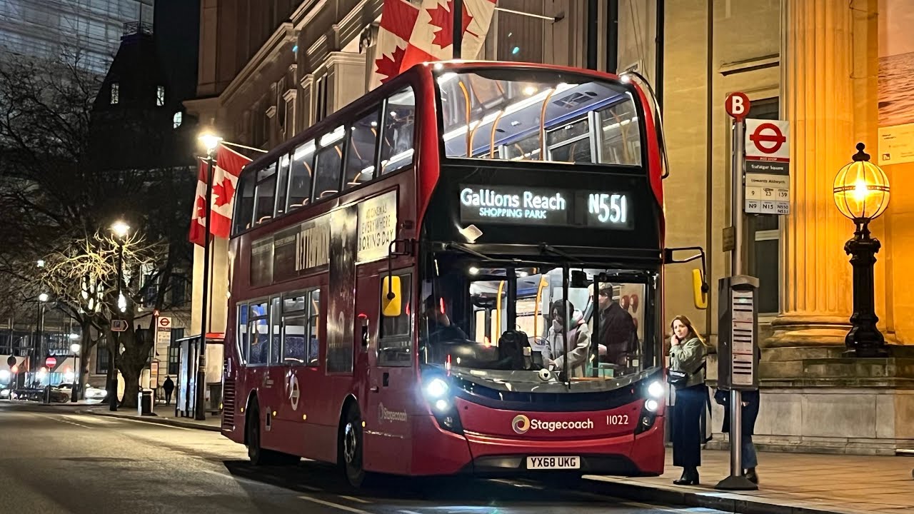 Full Route Visual. Route N551: Gallions Reach SP - Trafalgar Square | Enviro400MMC 11032 YX68 UKG