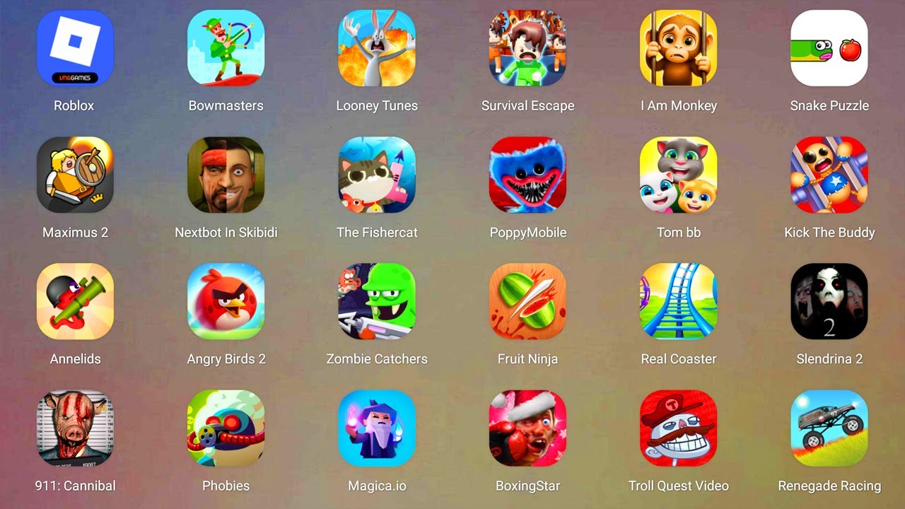Roblox,Angry Birds 2,Mob Control,Ultimate Bowmasters,Kick the Buddy,Poppy Playtime4,Troll Face Quest
