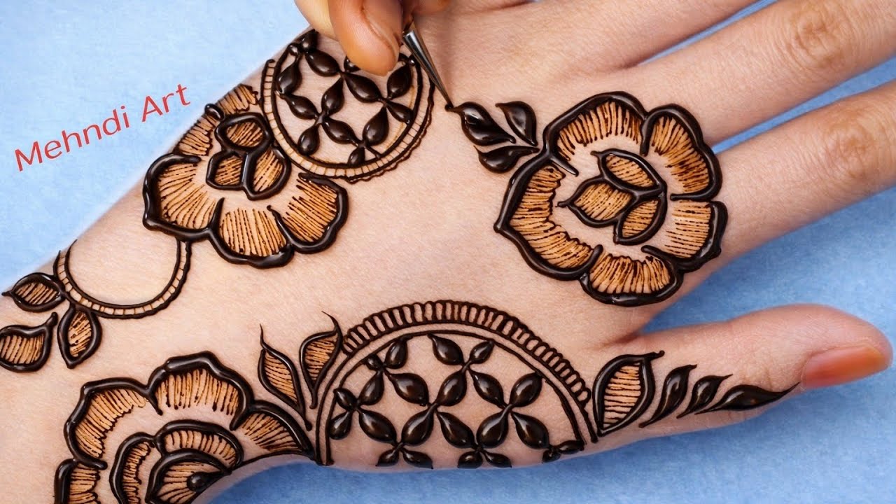 Cone designs simple flowers | Simple and beautiful cone designs | Aesthetic mehndi design