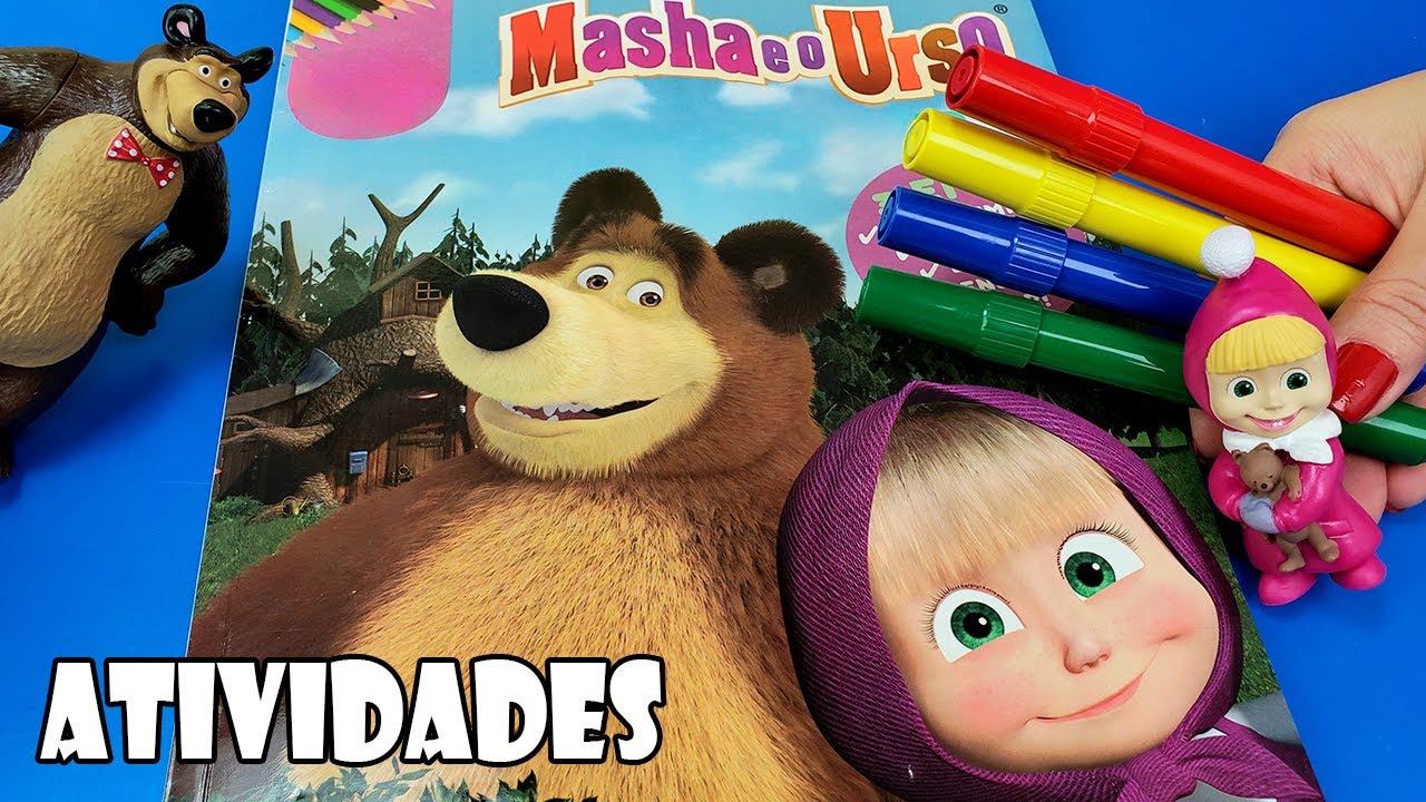 Liga Pontos, Caça Palavra, Jogo Das Sombras e Contando Borboletas No Livro De Atividades Da Masha