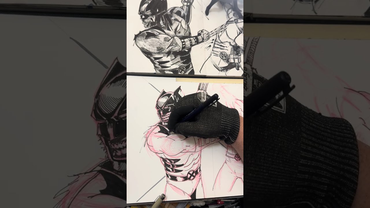 INKING WOLVERINE ON 11/17 Bristol board sheet…