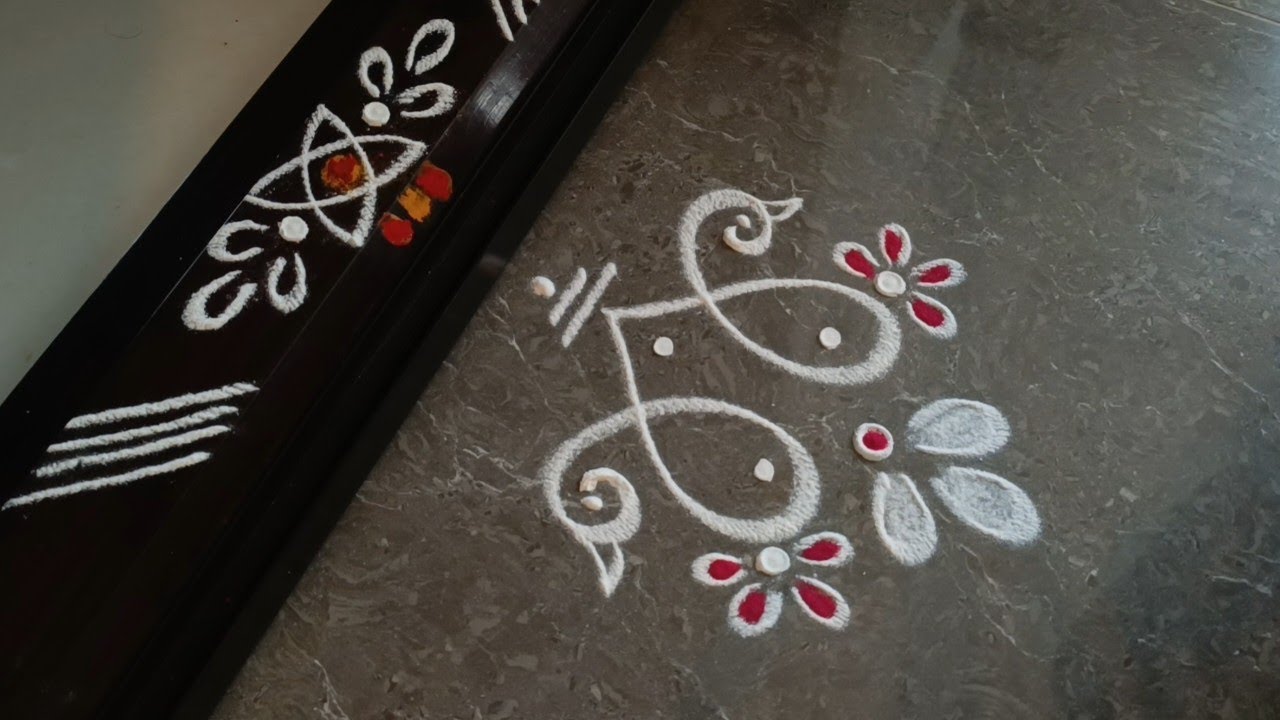 Easy border rangoli designs | Sravanamasam muggulu | Friday rangoli | Lotus rangoli | Door rangoli