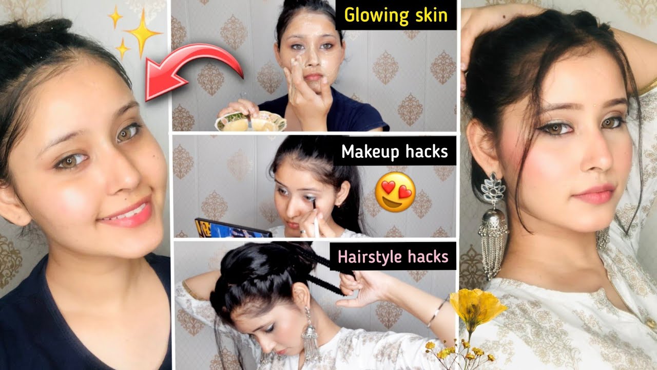 LAST MINUTE -Must Try FESTIVE SKINCARE-HAIR-MAKEUP ✨|| INSTANT Face BRIGHTENING || Festive GlowUp😍
