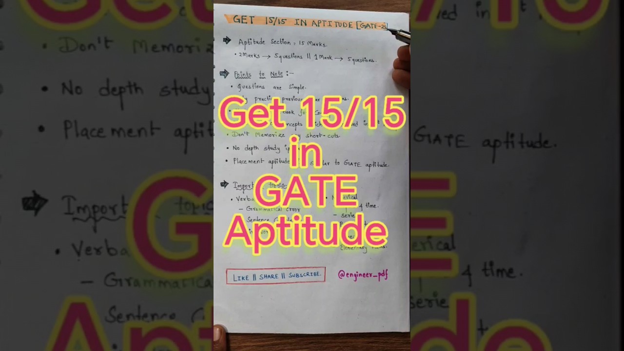Get 15 out of 15 in Aptitude Part &bull; Simple Tips &bull; Study Material &bull; #gate2024 #gte2025