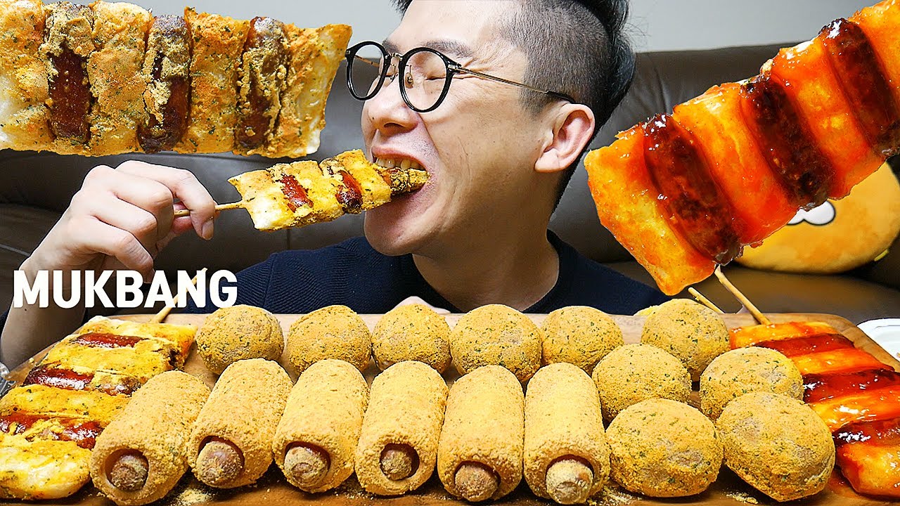 ASMR MUKBANGㅣCHEESEBALL & HOT DOG & RICE CAKEㅣEATING SHOW