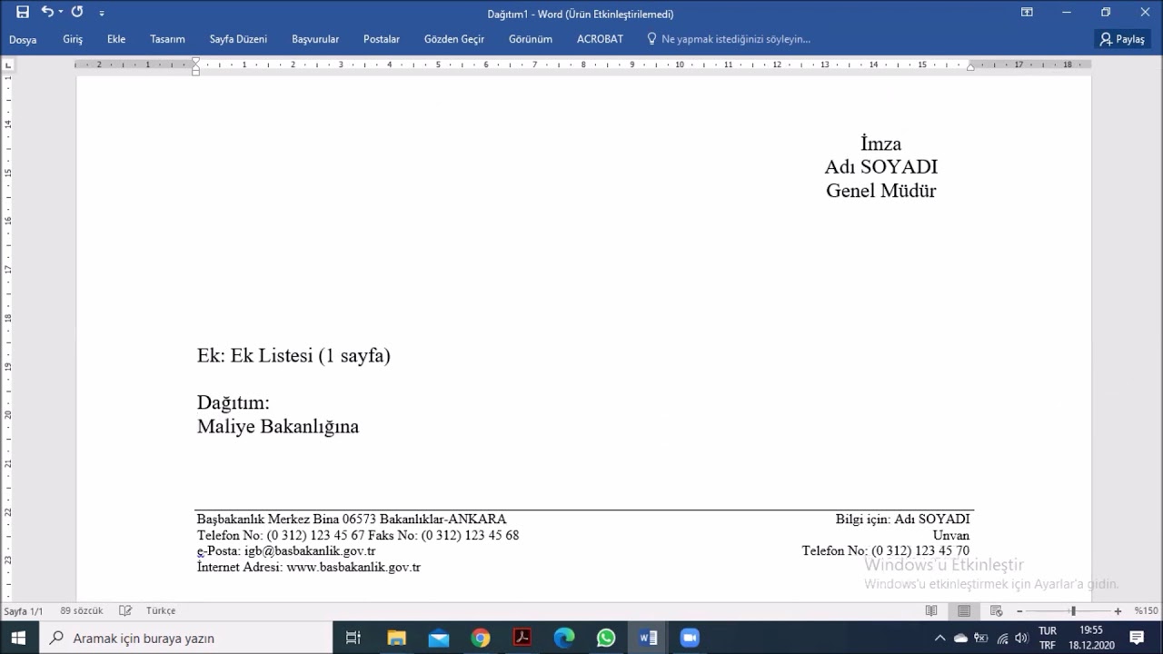 Resmi Yazışmalarda Dağıtım B&ouml;l&uuml;m&uuml;