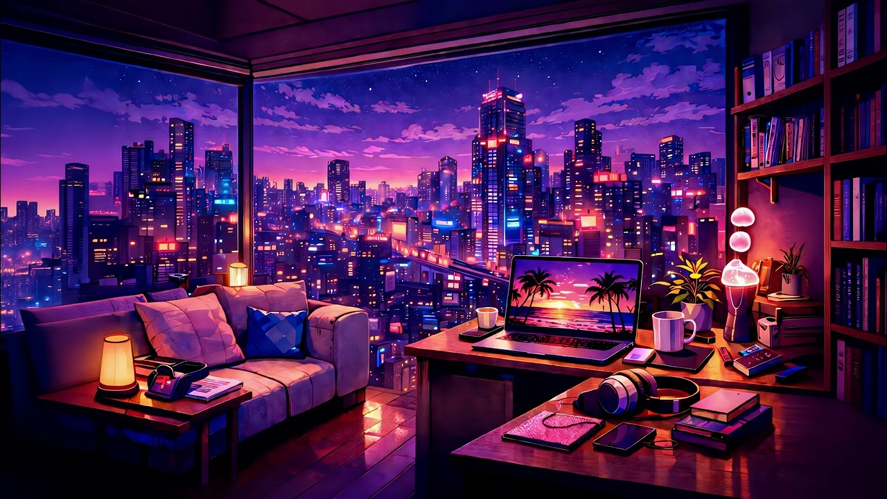 4K Cozy City Night LoFi Beats | Relax, Work, Study, Journal, Unwind.