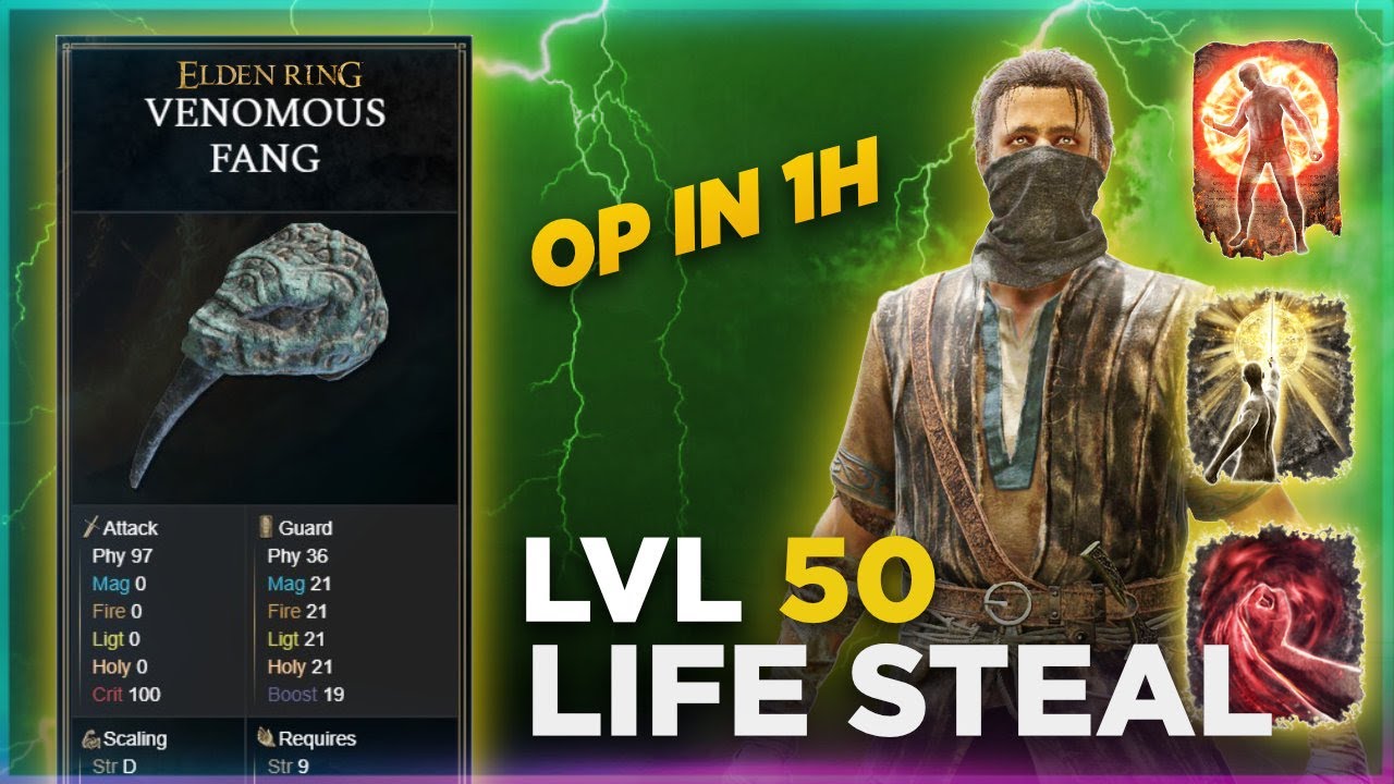 Elden Ring: Venomous Fang Lifesteal Fist, POISONOUS IMMORTAL Build! Early Game Level 50 (UNCUT)